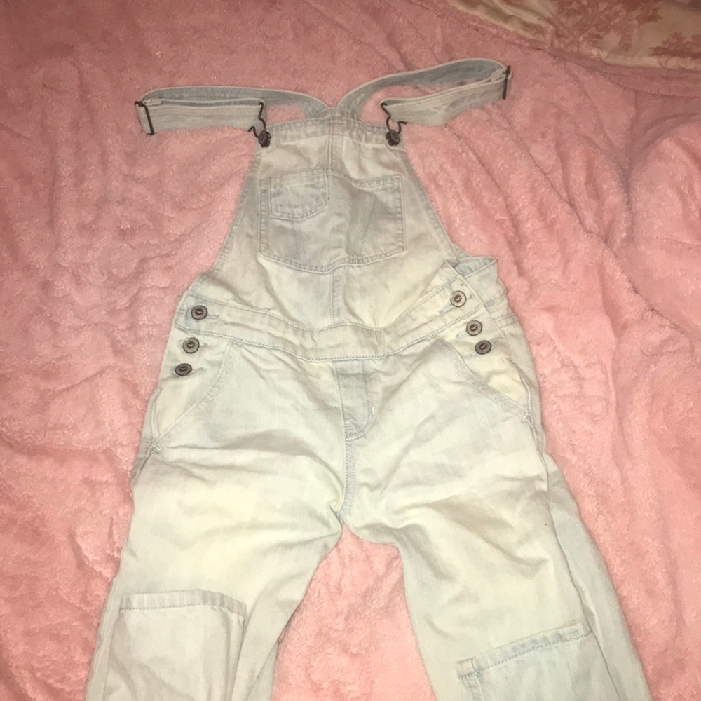 Hollister light wash overalls